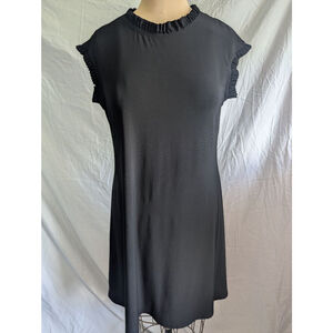 Nicole Miller Short Sleeve Slinky LBD Sz Large Shift Minimalist‎ Neutral Office
